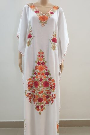 White Embroidered Long Kaftan