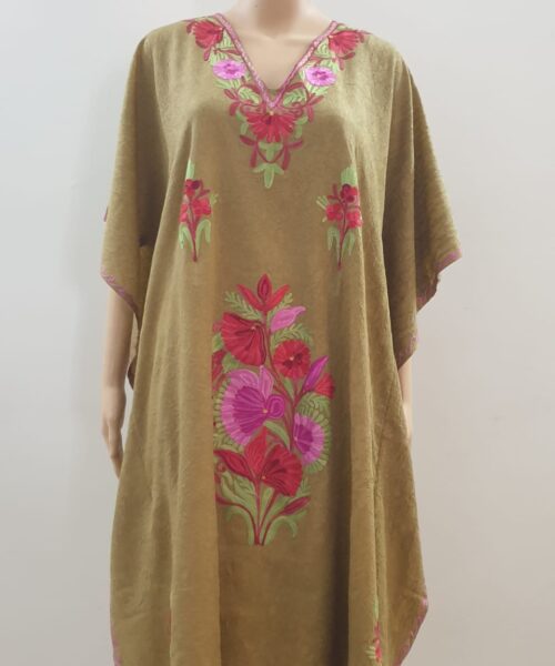 Aari Embroidery Golden Kaftan