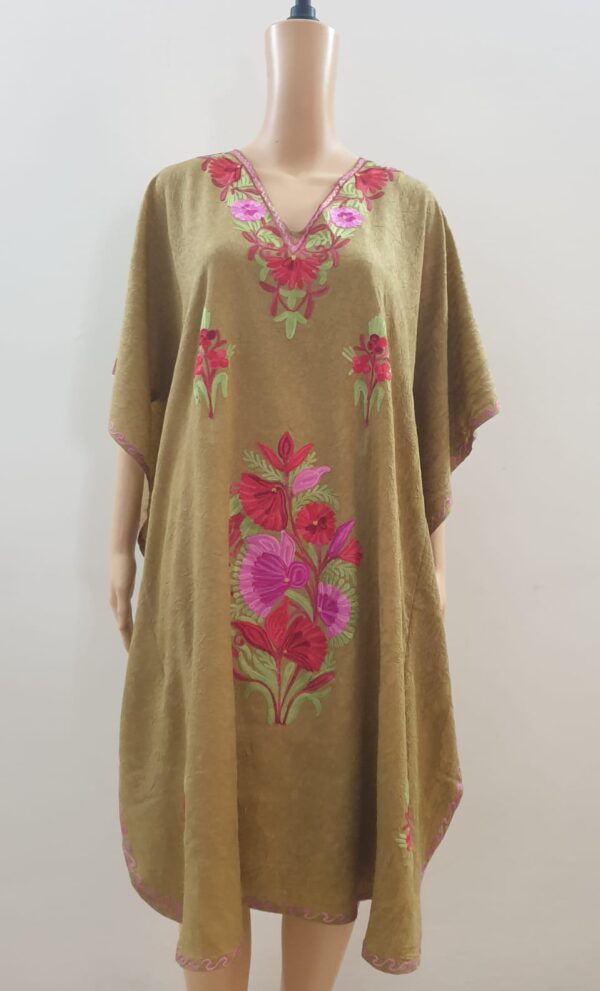 Aari Embroidered Golden Kaftan