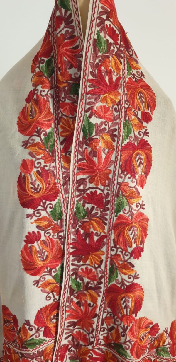 Double Bordered Aari Work Shawl - Image 2