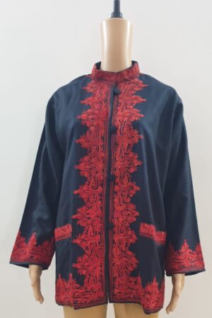 Red On Black Woollen Jacket