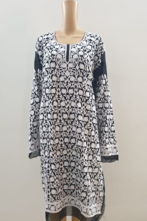 Black Full Aari Work Georgette Semi Stitched Kurti