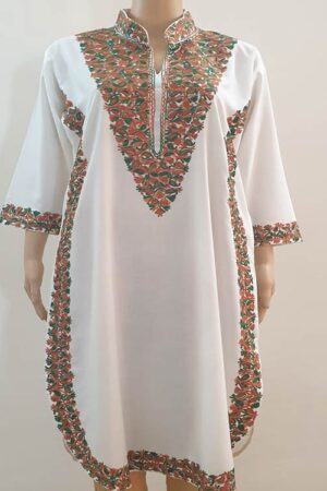 White Aari Work Kurti