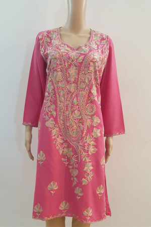 Aari Work Pink Kurti