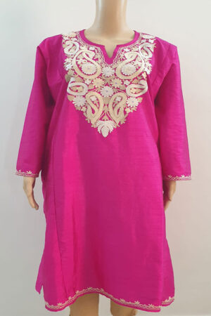 Magenta Raw Silk Pheran