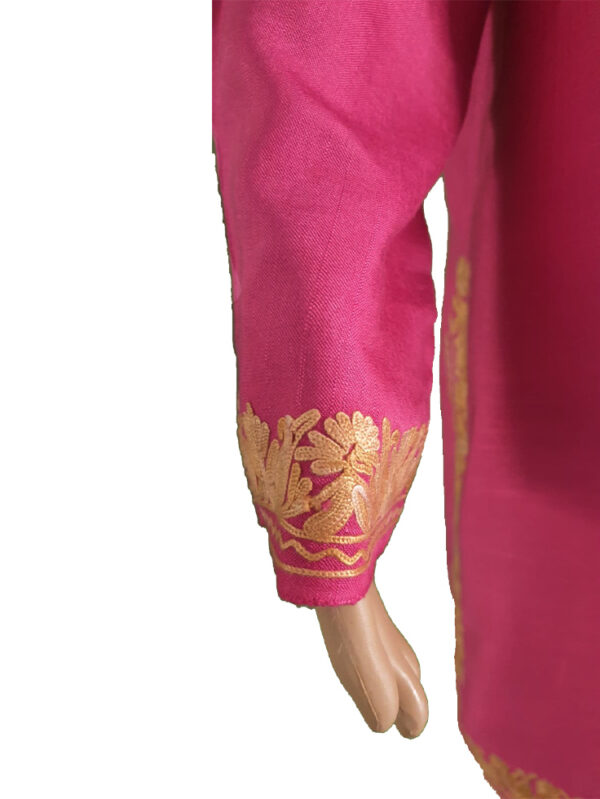 Angrakha Style Aari Work Pink Top - Image 3