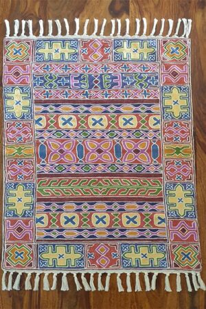 Multicolour Handmade Chain Stitch Rug