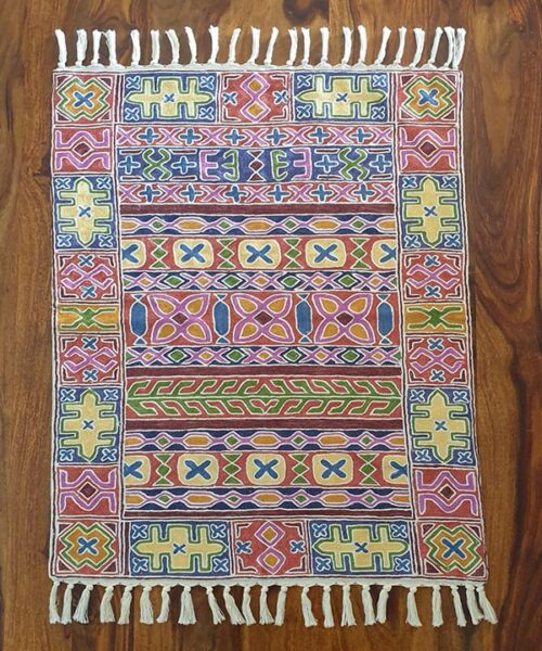 Multicolour Handmade Chain Stitch Rug