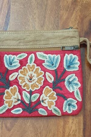 Suede Aari Work Handbag