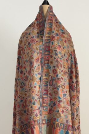 Light Brown Kani Shawl With Beautiful Motifs