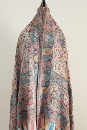 Light Grey Kani Shawl With Intricate Pattern