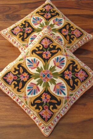 Handmade Leaf Design Cushion Covers(Set of 2)