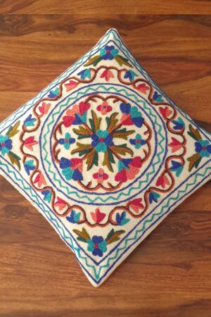 White Cushion Covers with Multicolour Hand Embroidery(Set of 5)