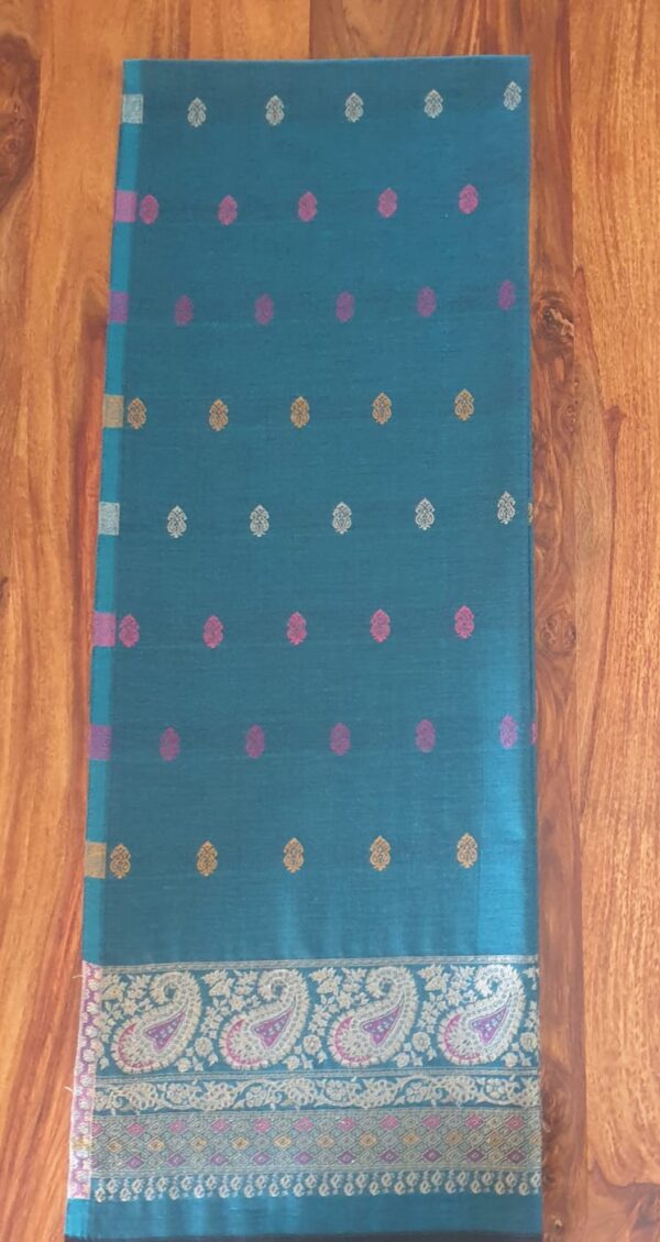Peacock Green Kani Dress Material - Image 2