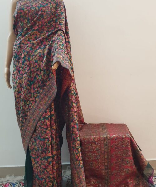 Red And Green Silk Kani Saree