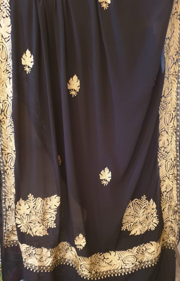 Black Tilla Work Silk Saree - Image 2