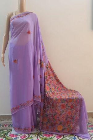 Purple Saree With Full Palla Embroidery