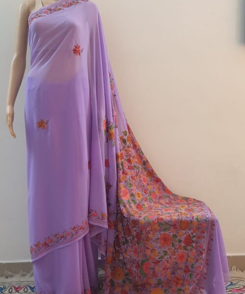 Purple Saree With Full Palla Embroidery