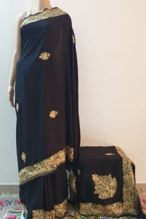 Black Tilla Work Silk Saree
