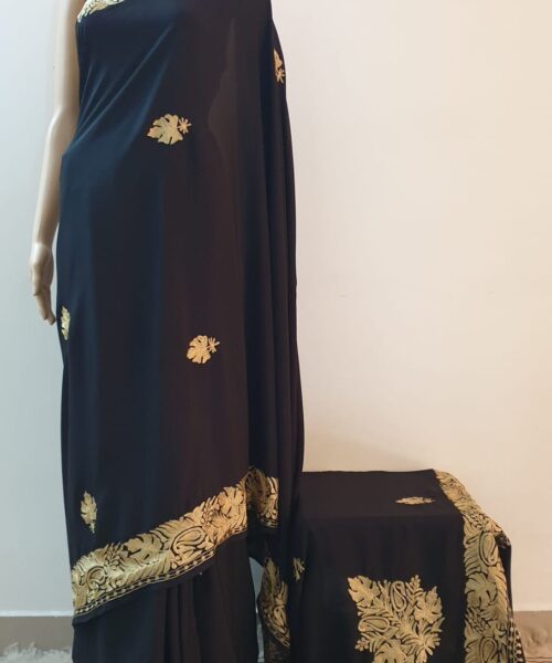 Black Tilla Work Silk Saree