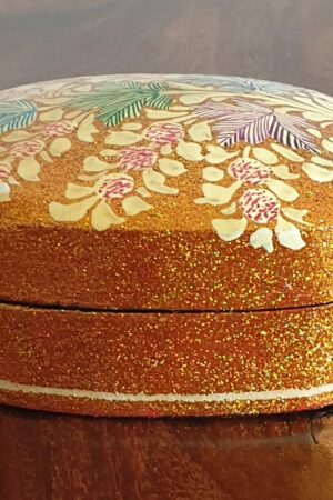 Golden Oval Paper Mache Box