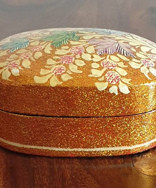 Golden Oval Paper Mache Box