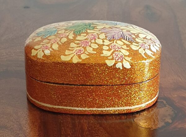 Golden Oval Paper Mache Box