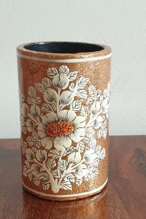 Golden Brown Paper Mache Pen Stand