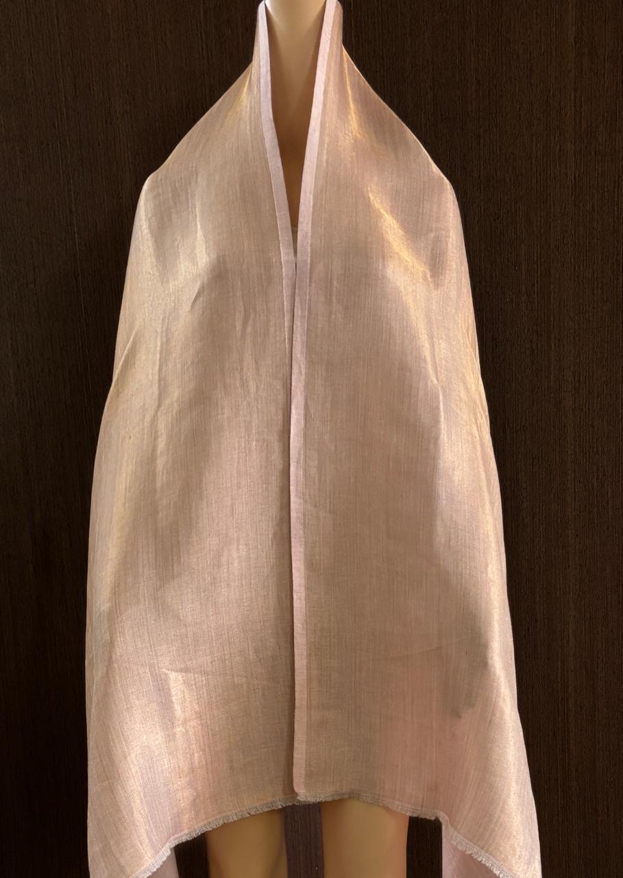 Zari Reversible Baby Pink Stole - Image 2