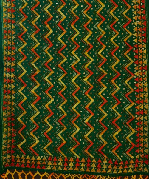 Green Hand Embroidered Phulkari Dupatta