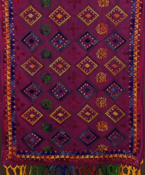 Hand Embroidered Magenta Dupatta