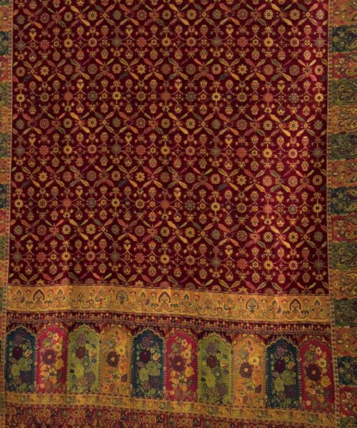 Pure Silk Maroon Kani Dupatta