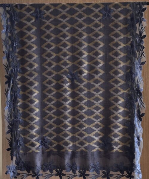 Ikkat Pure Wool Lace Stole